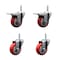 Service Caster 35 Inch Red Polyurethane Swivel 34 Inch Threaded Stem Caster Set 2 Total Lock Brakes SCC-TSTTL20S3514-PPUB-RED-34212-2-S2 - alternate 1